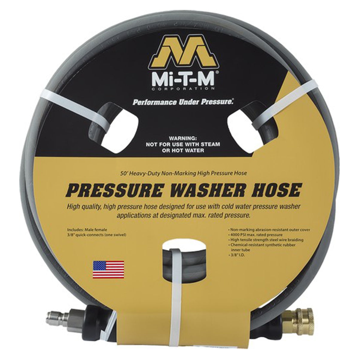 50' High-Pressure Hose: 1-wire, 3/8 ID, 4000 PSI