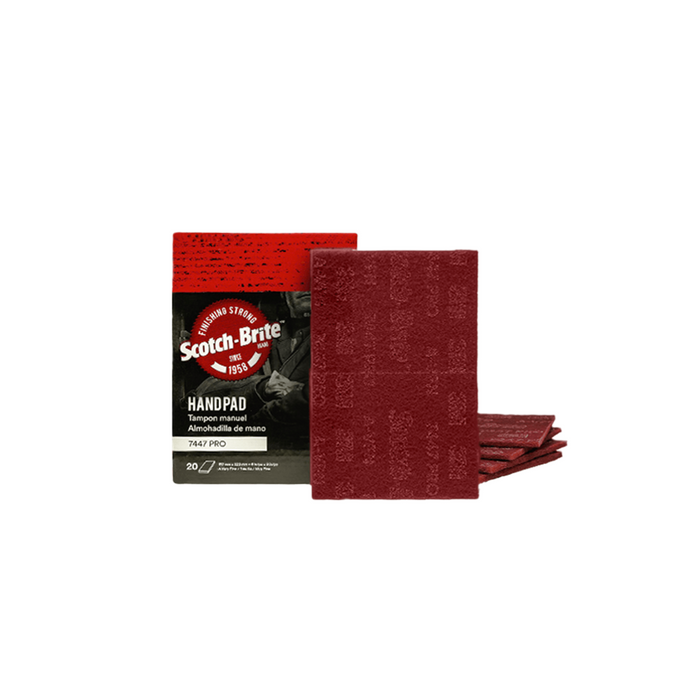 3M 7447 6" x 9" Very Fine Scotch-Brite Maroon Hand Pad (20 PACK)