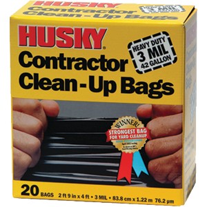 2 X HUSKY CONTRACTOR PACK CLEAN-UP BAGS TRASH HEAVY DUTY 3mil 42
